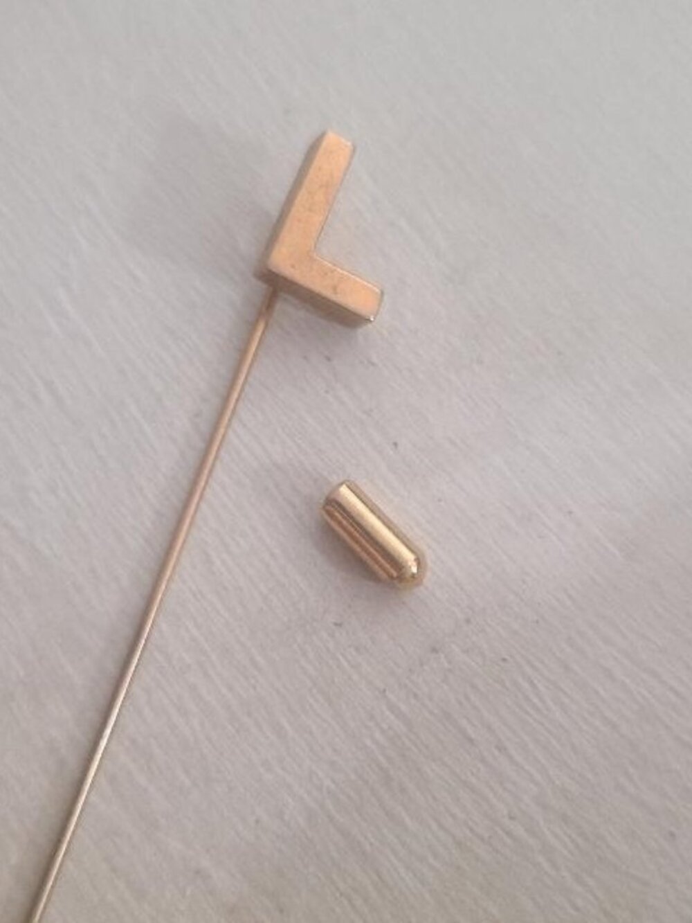 Letter "L" Monogram Gold Name Vintage 1980's Lapel Stick Pin - Eighties Fashion